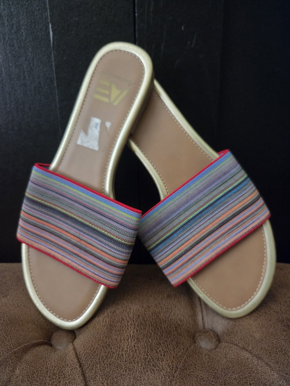 Women's American Eagle By Payless Multicolor Stripe Slide Sandals ~ Size 6